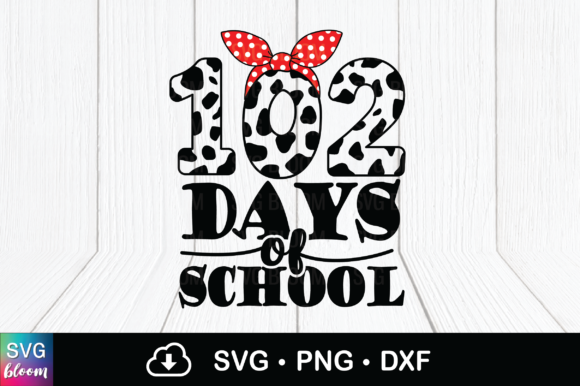 102 Days of School Girls Dog Cartoon SVG